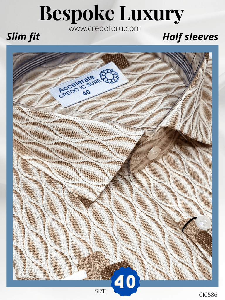 Brown Printed Half Sleeve Casual Shirt(586)