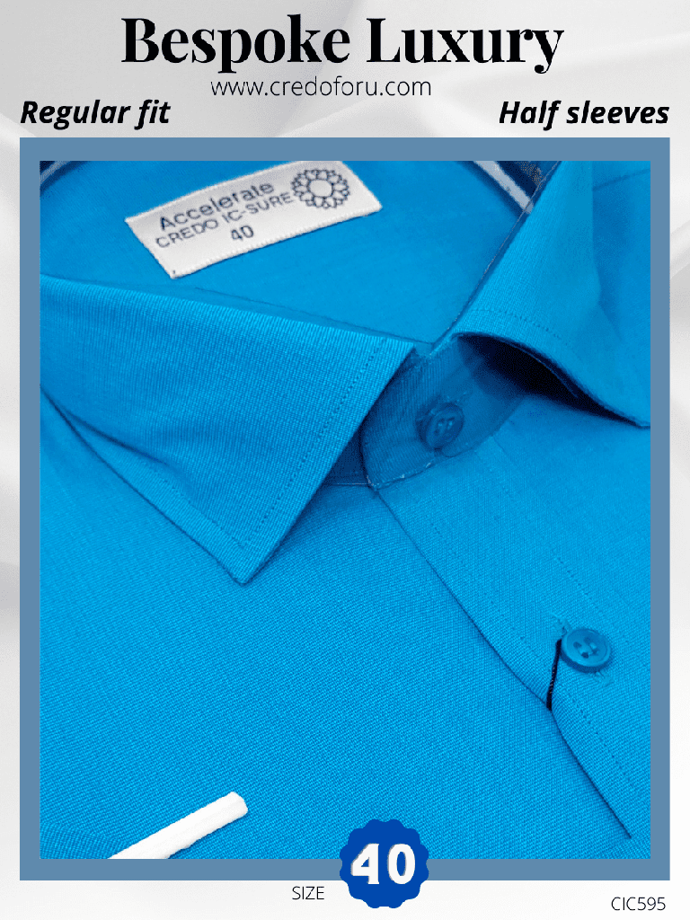 Raymond Fabric Teal Blue Half Sleeve Formal Shirt(595)