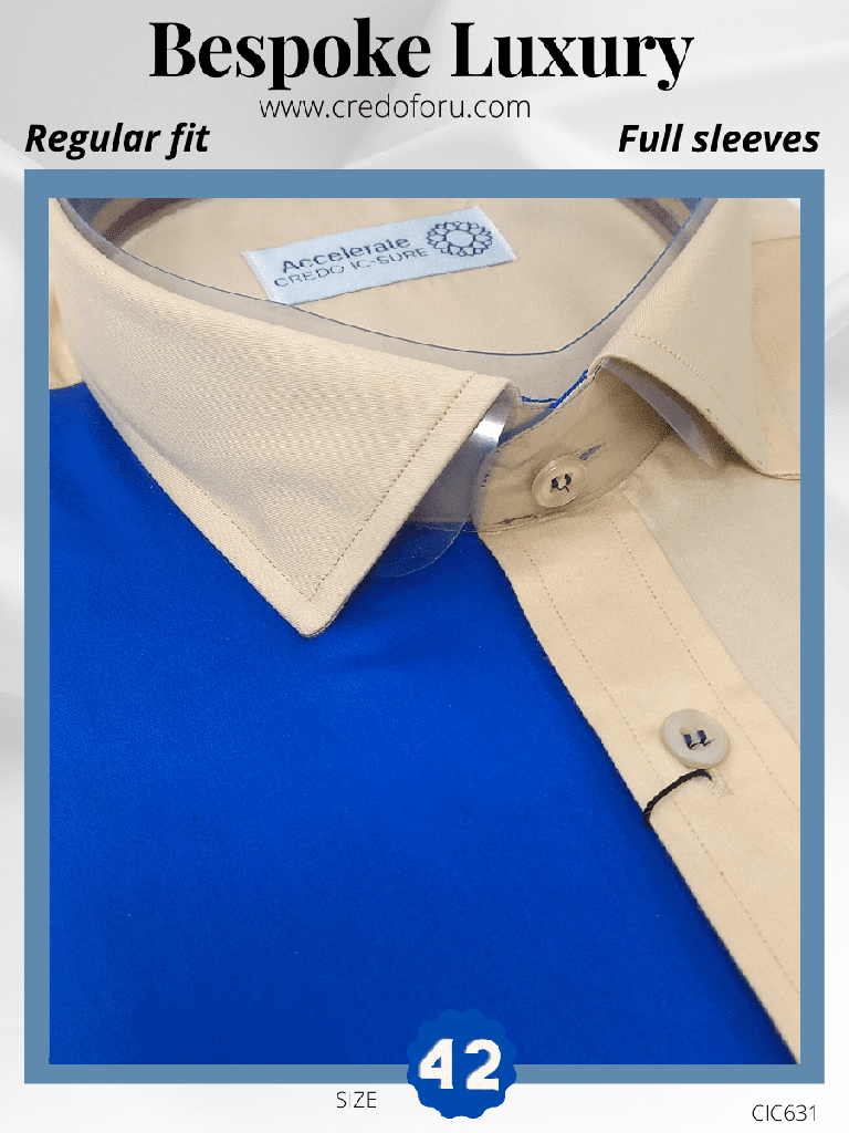 Beige and Blue full Sleeves Formal Shirt (631)