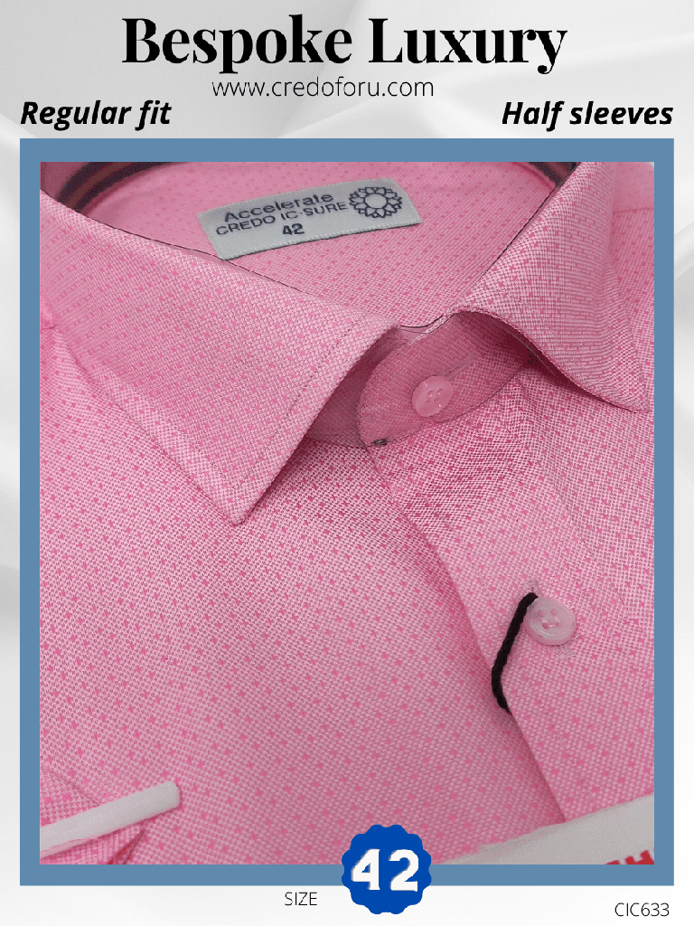 Pink Texture Half Sleeve Formal Shirt(633)