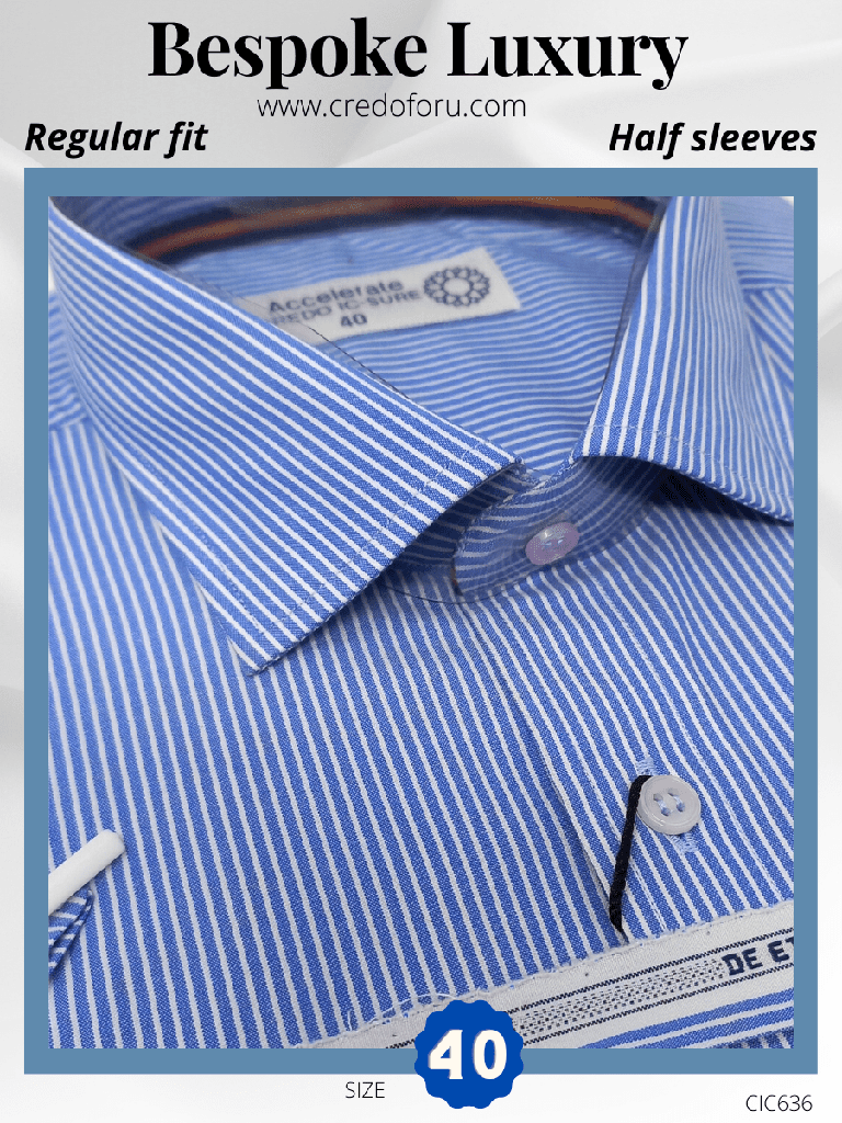 White Blue Striped Half sleeves shirt(636)