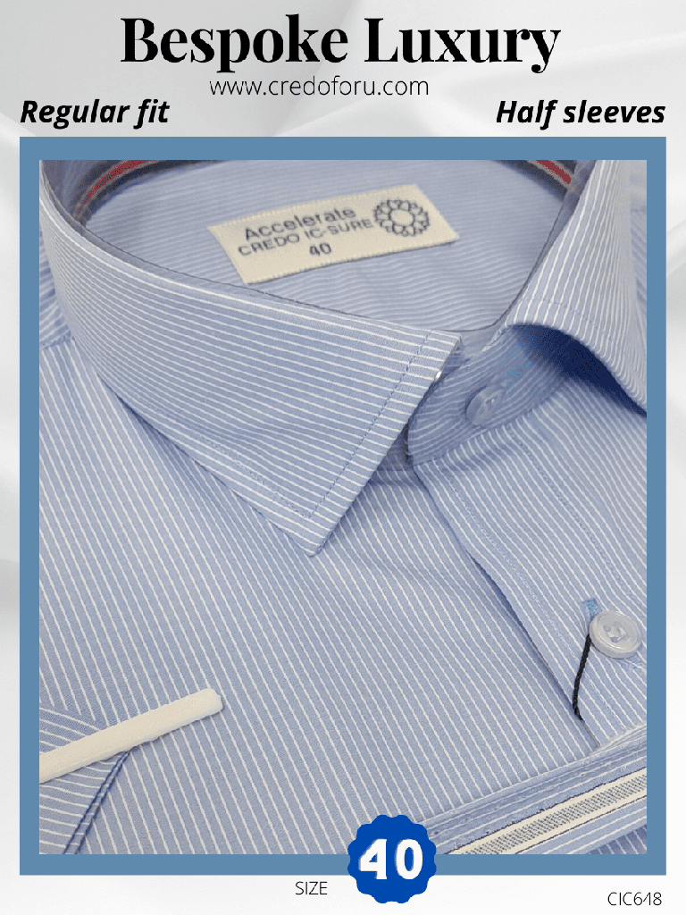 Raymonds White Stripes On Blue Half Sleeve Shirt(648)