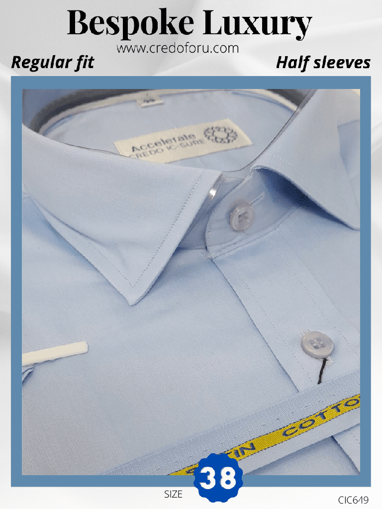 Italian Fabric sky Blue Half Sleeve Shirt(649)