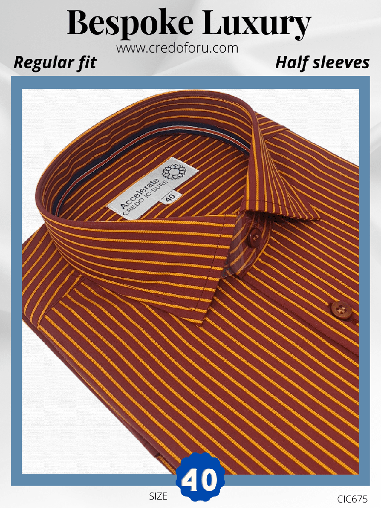 Credo Imported Brown Yellow Stripe Full Sleeve Shirt(675)