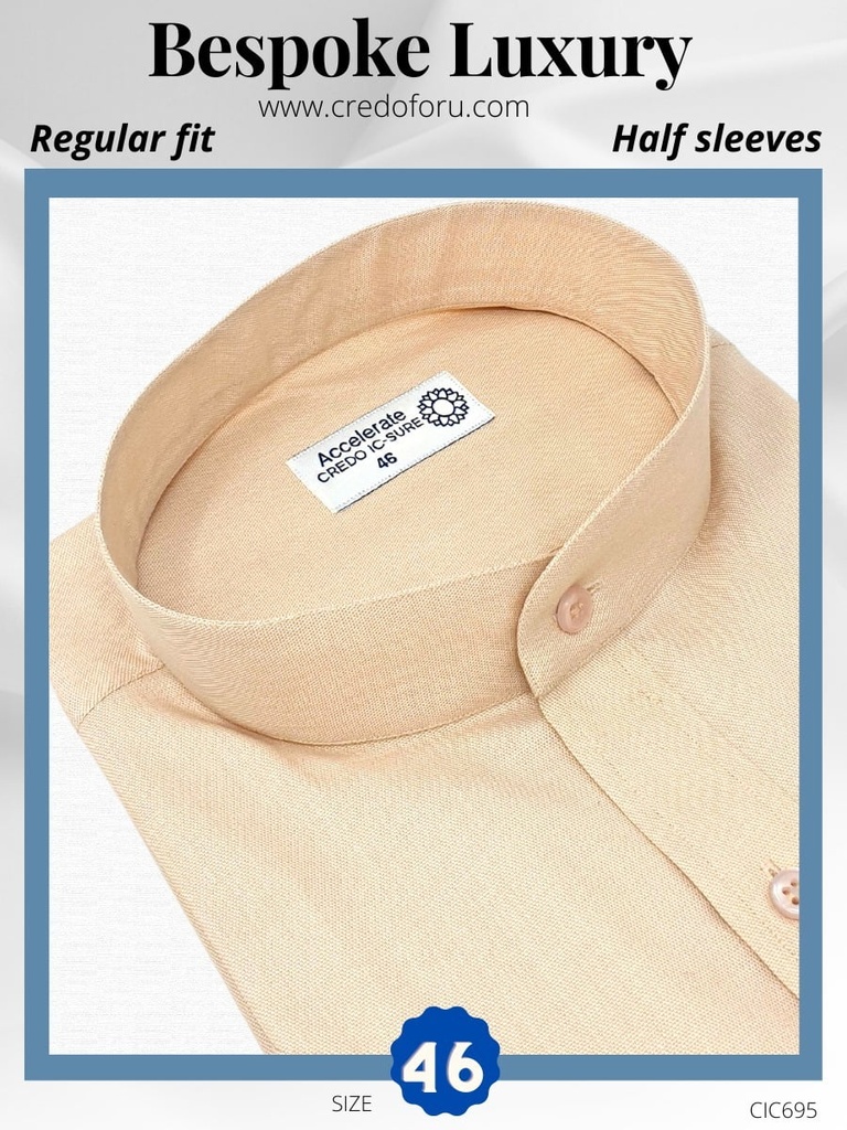CREDO Imported tap collar cream half Shirt(695)A