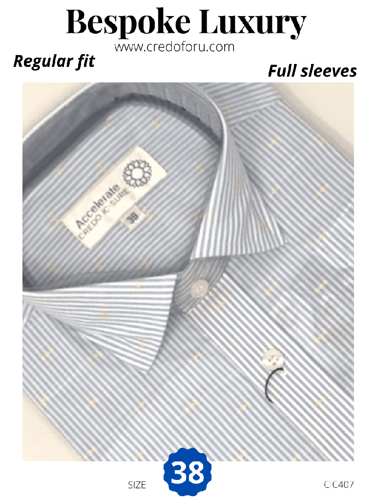 white gray striped printed formal shirt