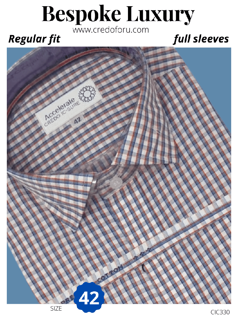 Blue checked formal full sleeves shirt