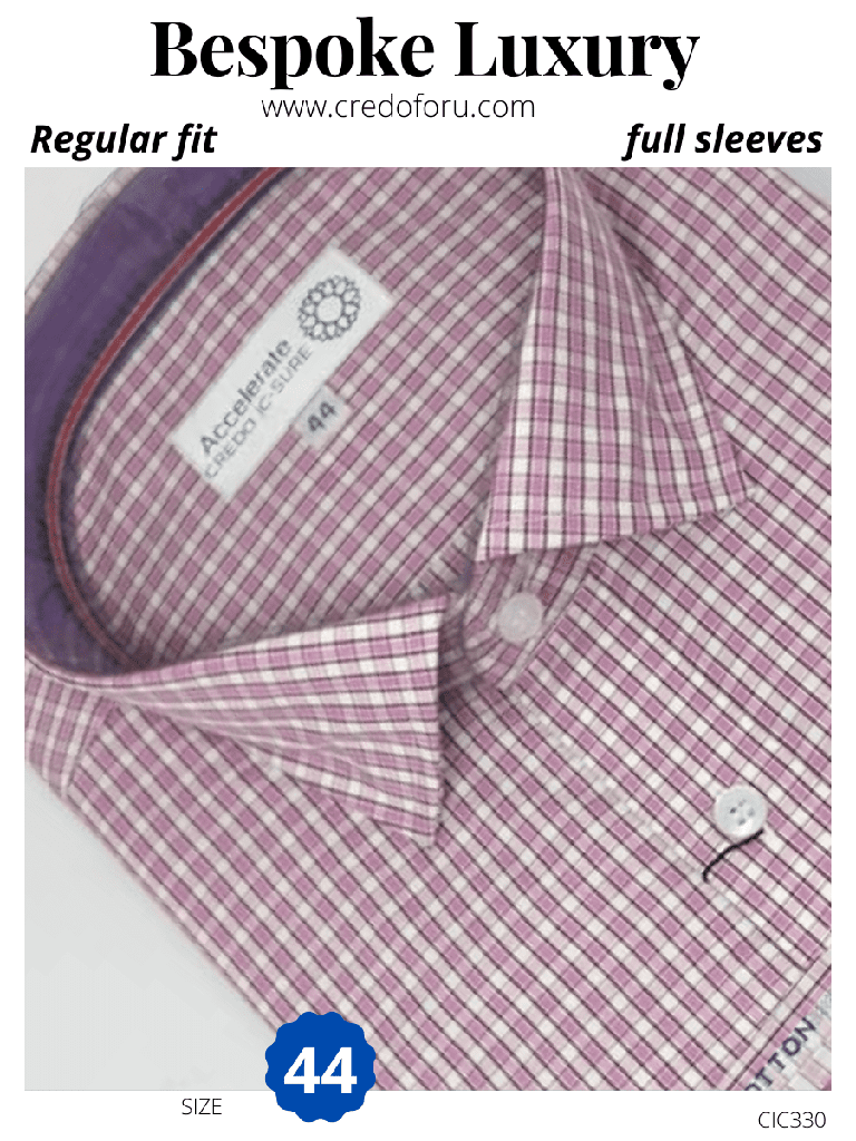 Men light purple checked formal full sleeves shirt