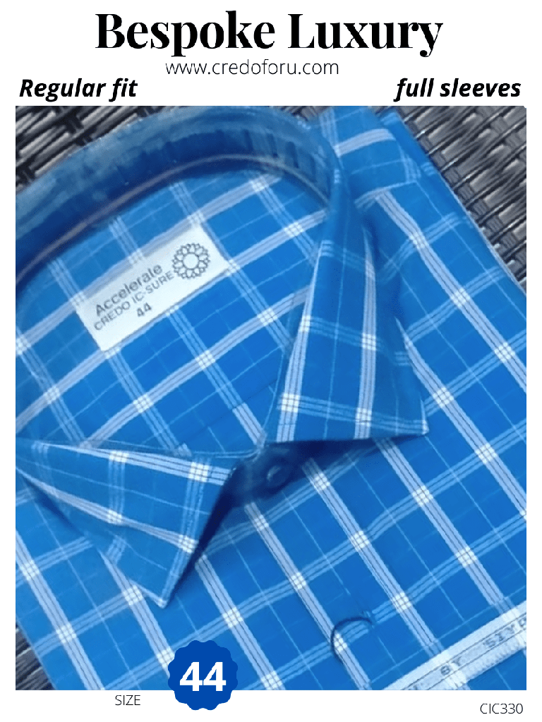 white checked blue colour full sleeves formal shirt
