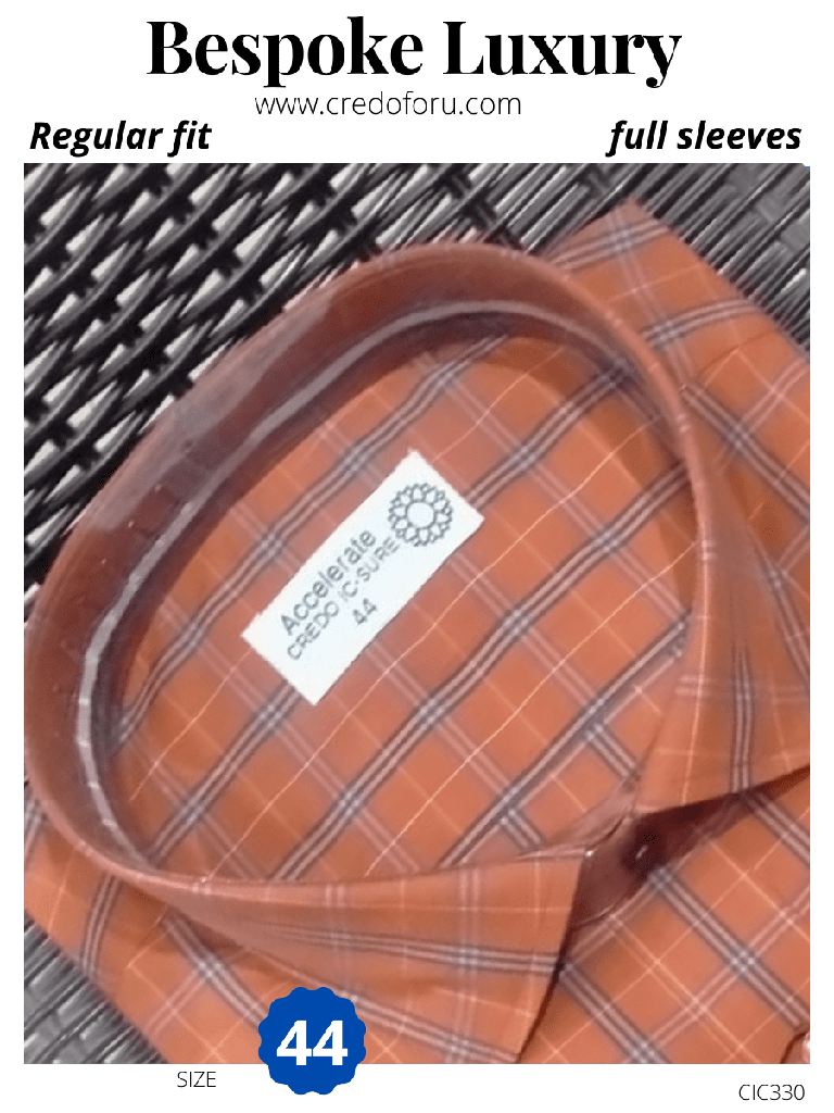 Blue checked orange colour full sleeves formal shirt