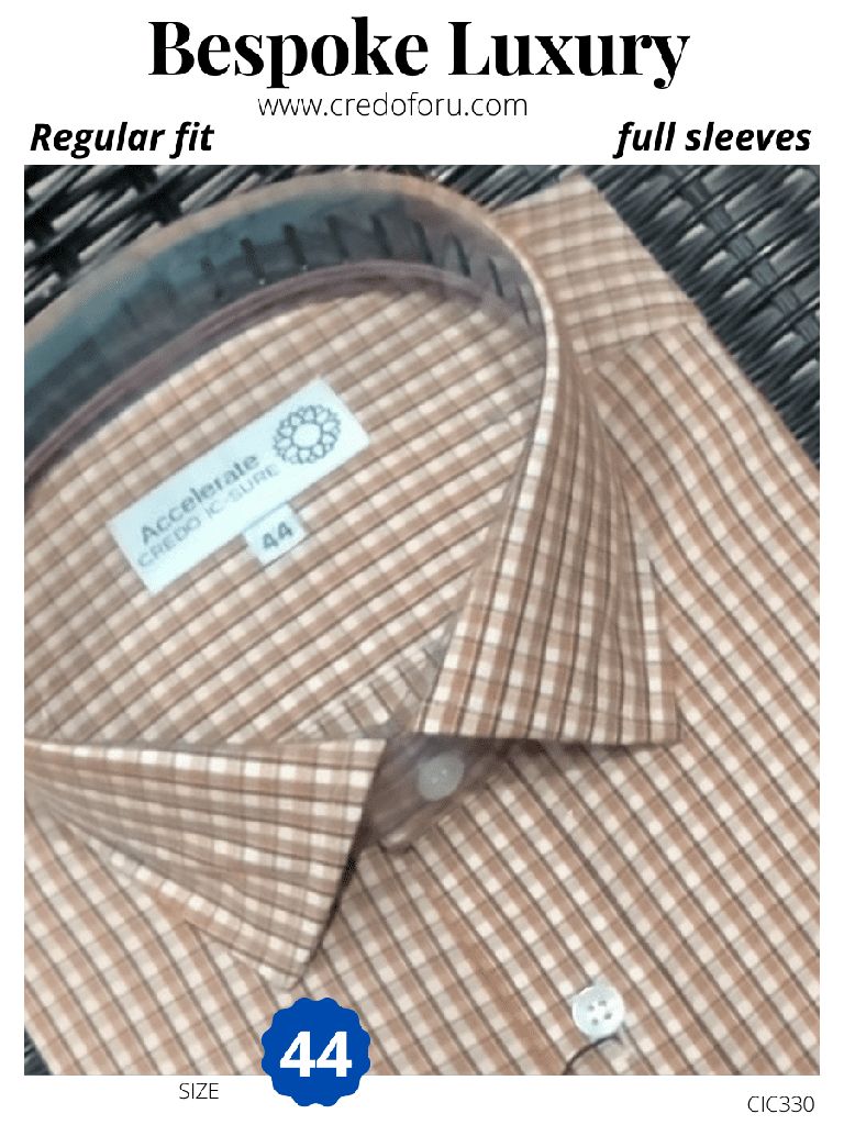 Brown checked full sleeves formal shirt