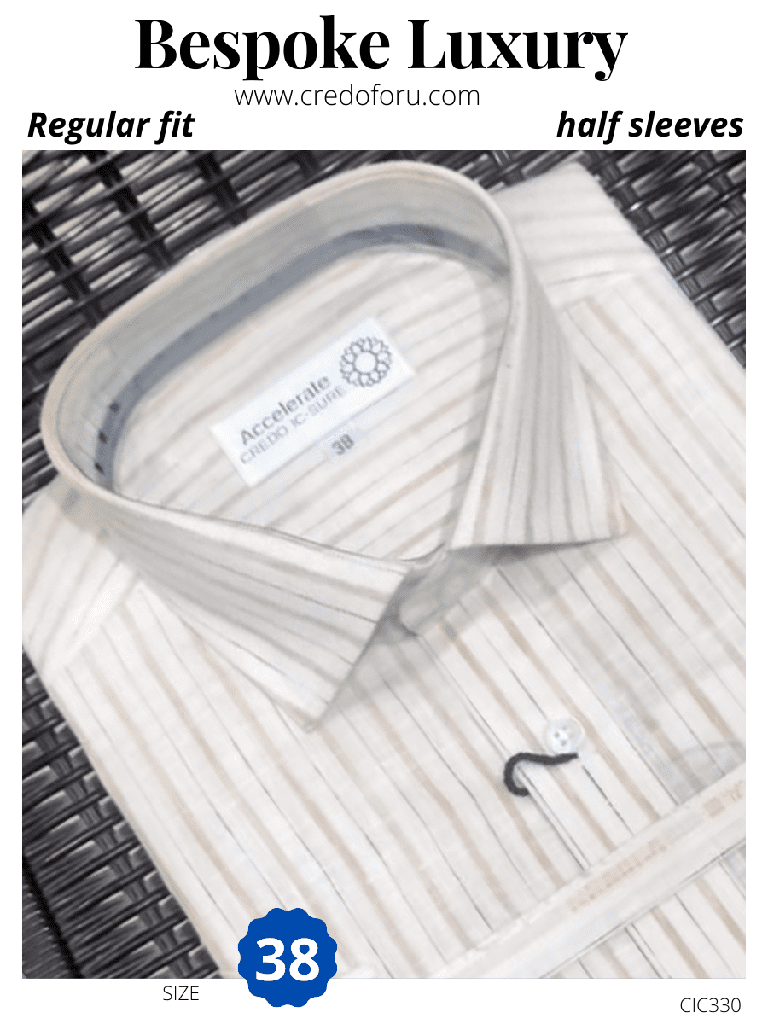 Men ochre yellow striped half sleeves formal shirt