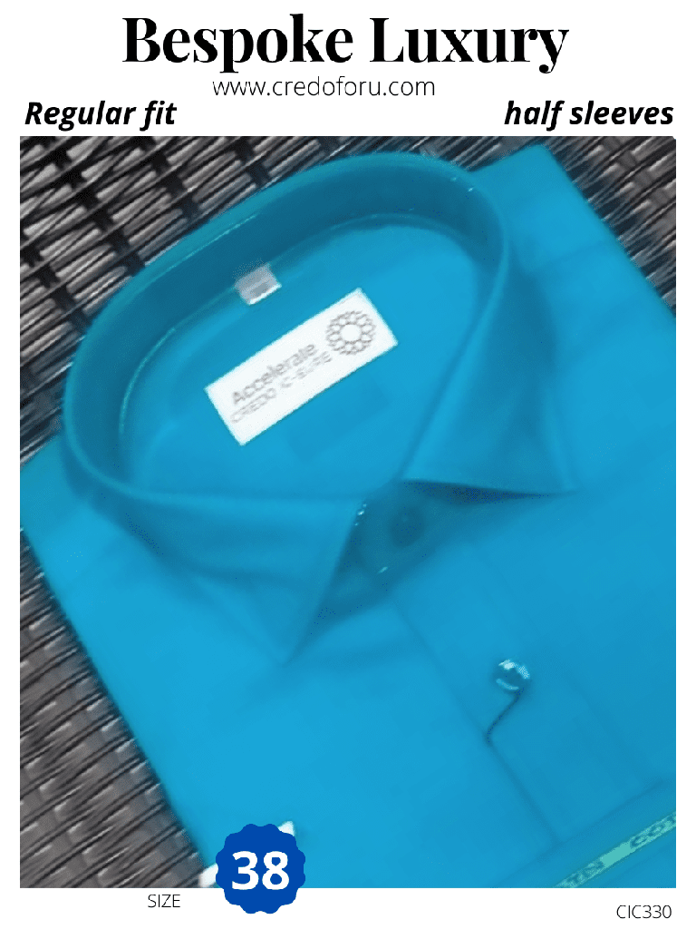 Men solid formal blue colour half sleeves shirt