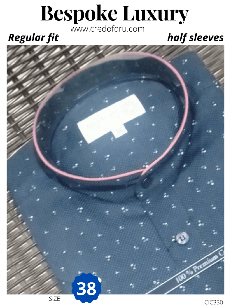 Blue printed half sleeves formal shirt