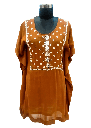 wome's Brown colour mirror work kaftan.