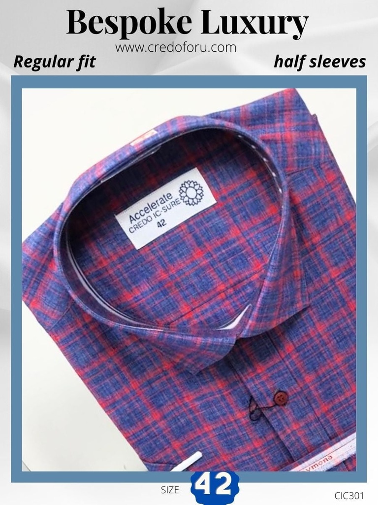red checked blue half sleeves shirt