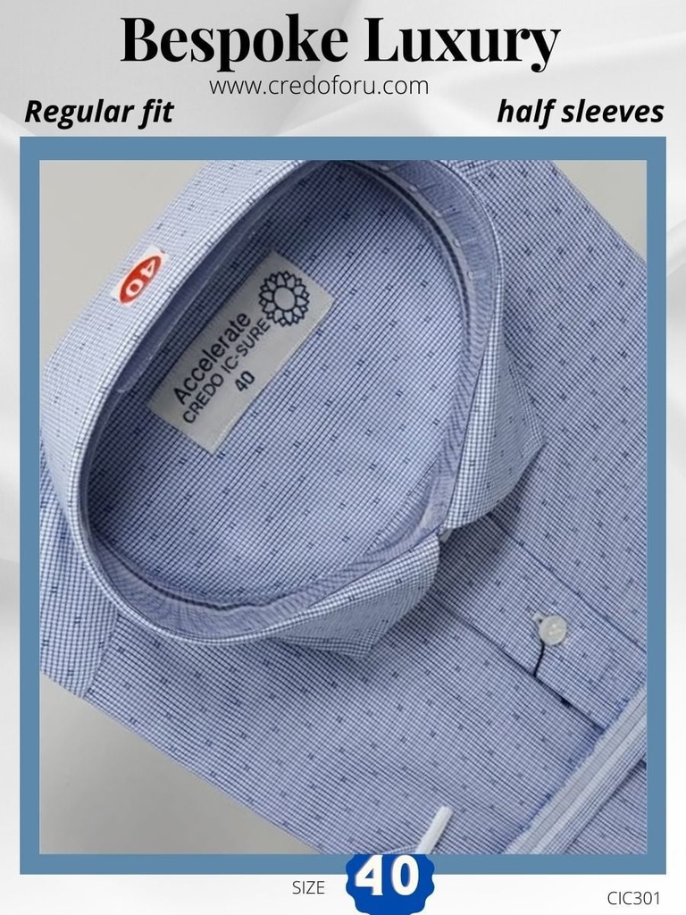 light purple dot small checked half sleeves shirt