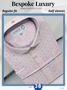 light pink black checked half sleeves formal shirt