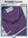 men half sleeves red checked formal shirt (301)