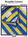 men yellow and blue stripe half sleeves semi formal shirt (846)