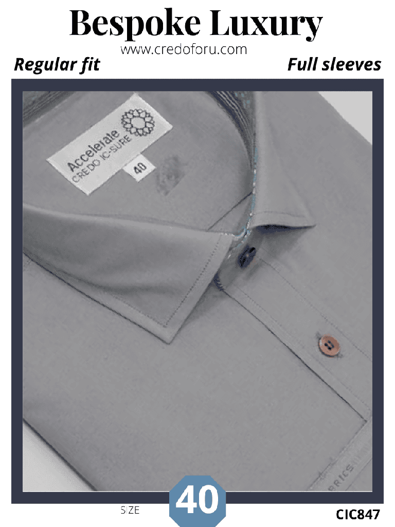 grey solid full sleeve formal shirt (847)