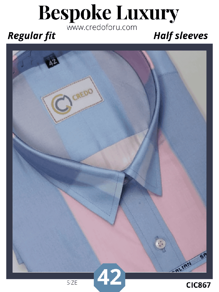 Pink and light blue color block shirt (867)