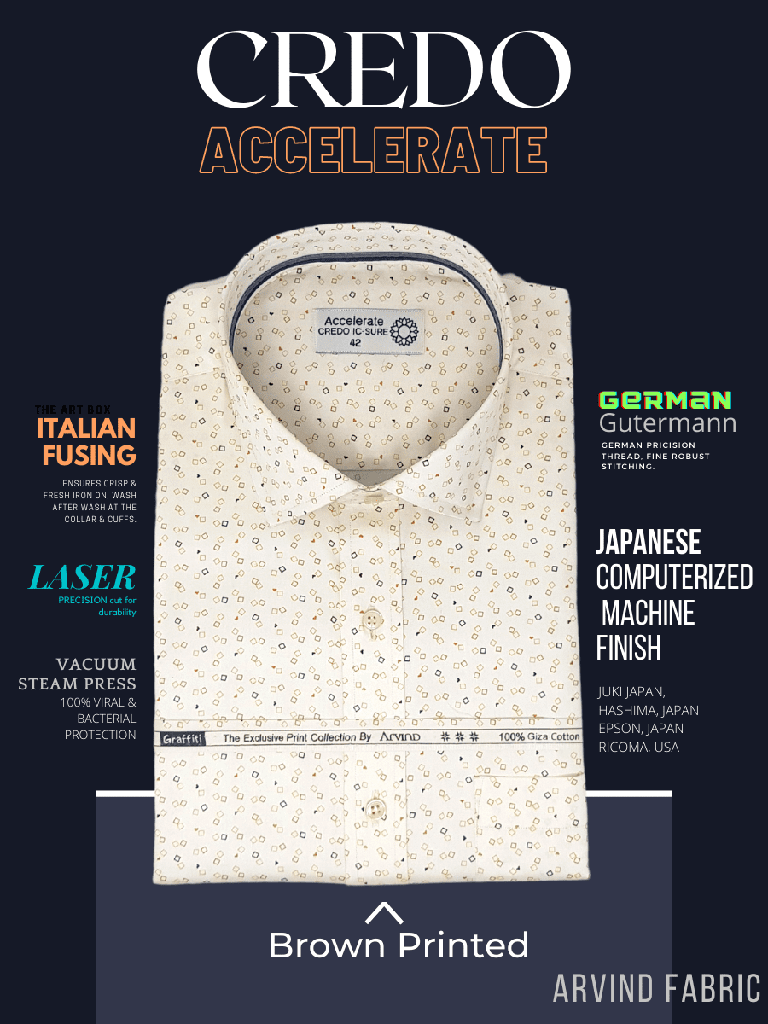 Arvind Fabric Small Square Printed Slim Fit Shirt