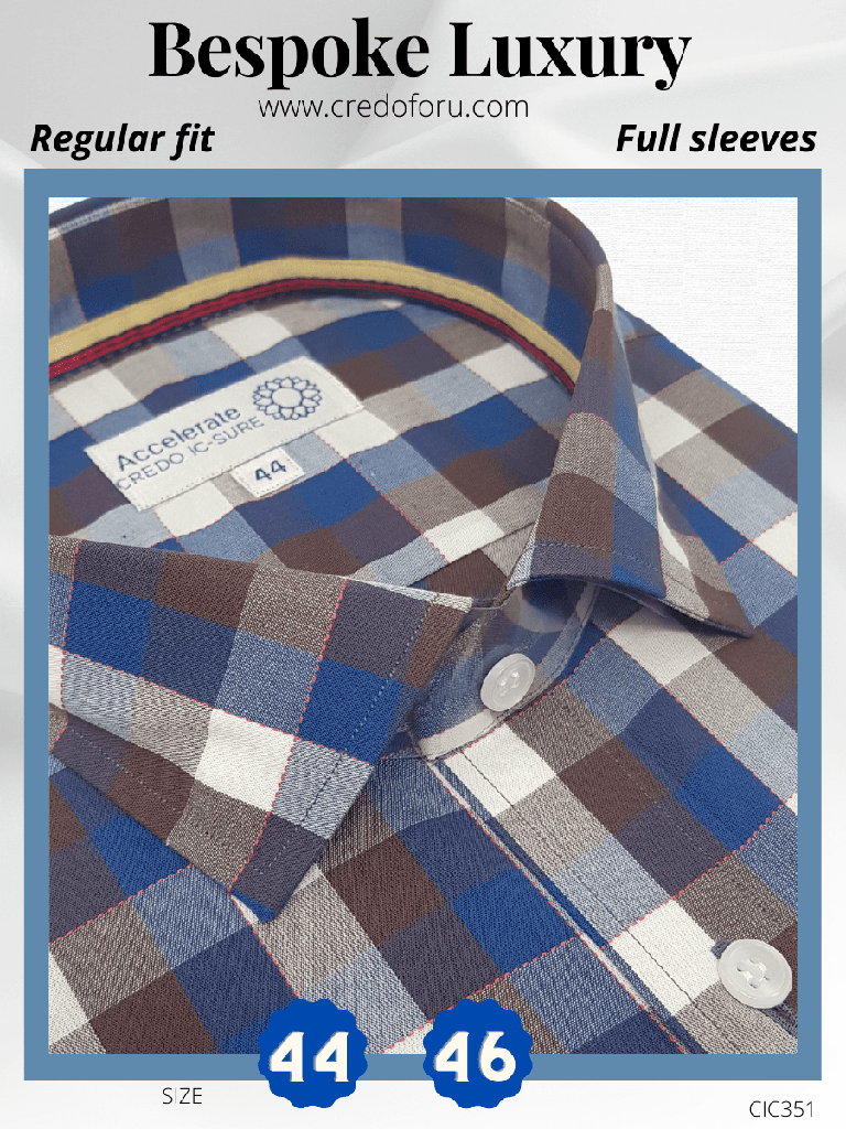 [blue-and-brown-check-formal-shirt-46] Blue and Brown Check Formal shirt