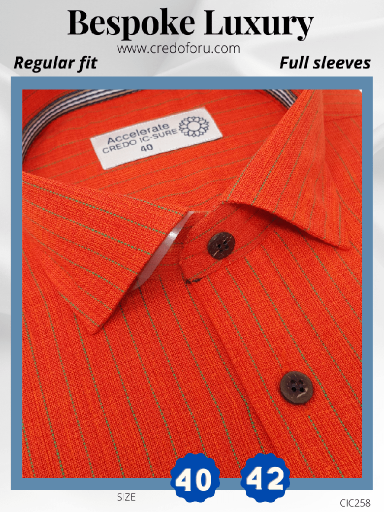 Green Stripe, Orange Formal Shirt