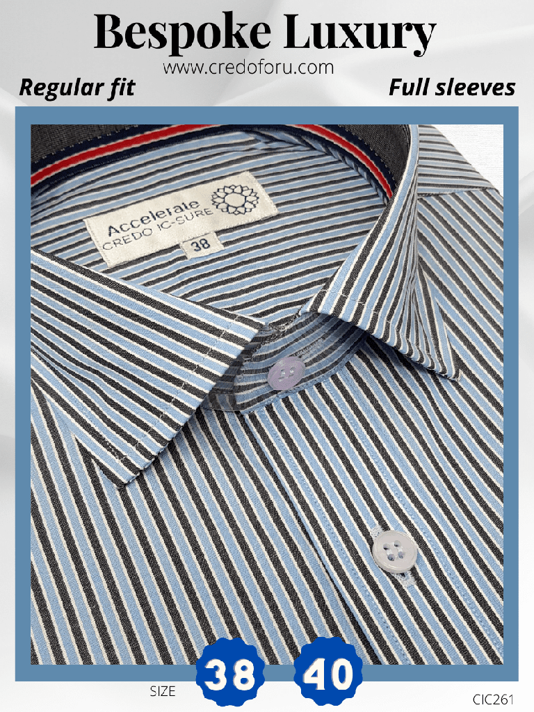 Arvind Black Stripe, Blue Shirt