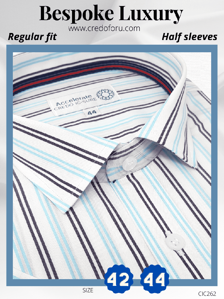 [blue-black-stripe-formal-shirt-44] Blue & Black Stripe Formal Shirt