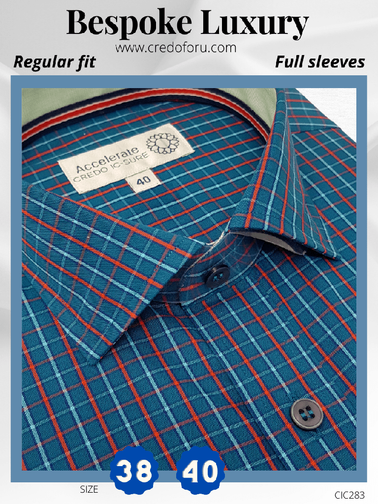 [arvind-fabric-red-checkblue-formal-shirt-40] Arvind Fabric Red Check,Blue Formal Shirt