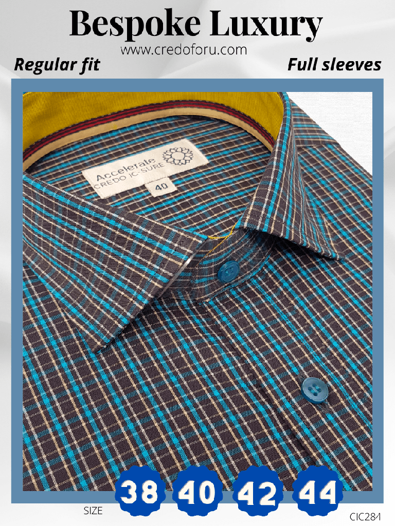 Arvind Fabric Blue check, Black