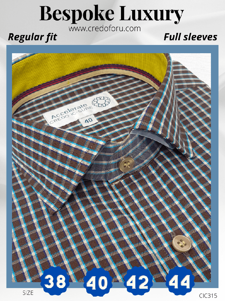 Arvind Fabric White check On Brown Shirt