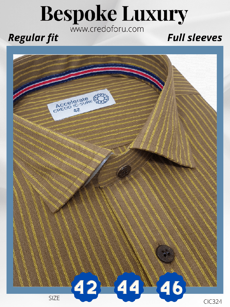 Yellow Stripe on Brown Formal Shirt