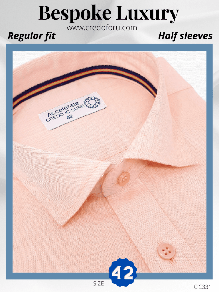 [light-orange-half-sleeve-formal-shirt-44] Light Orange Half Sleeve Formal Shirt