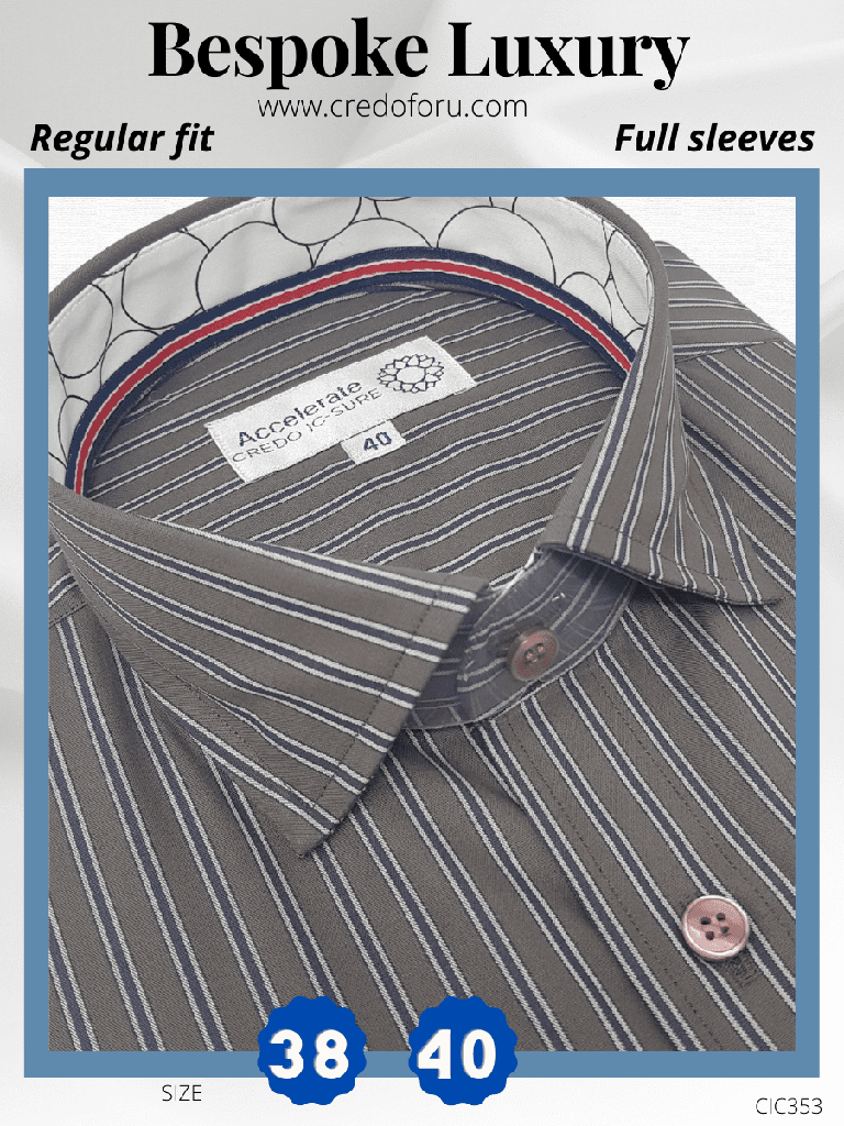 Arvind Fabric White Stripe on Grey Formal Shirt