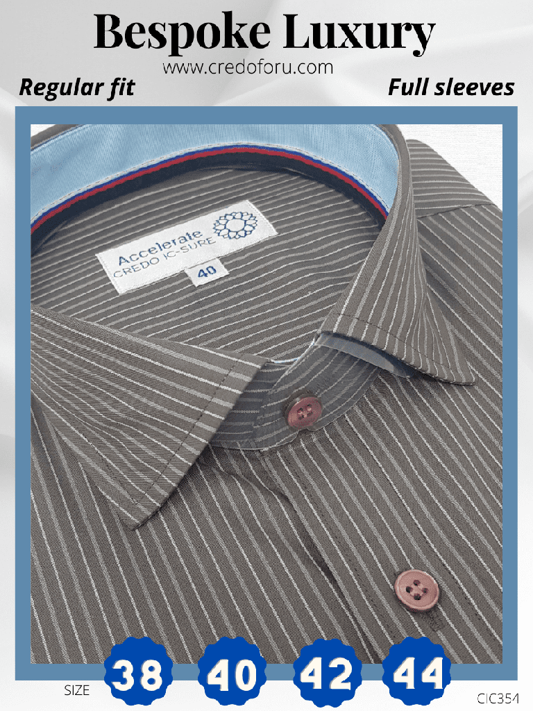 Arvind Fabric White Stripe on Grey Formal Shirt