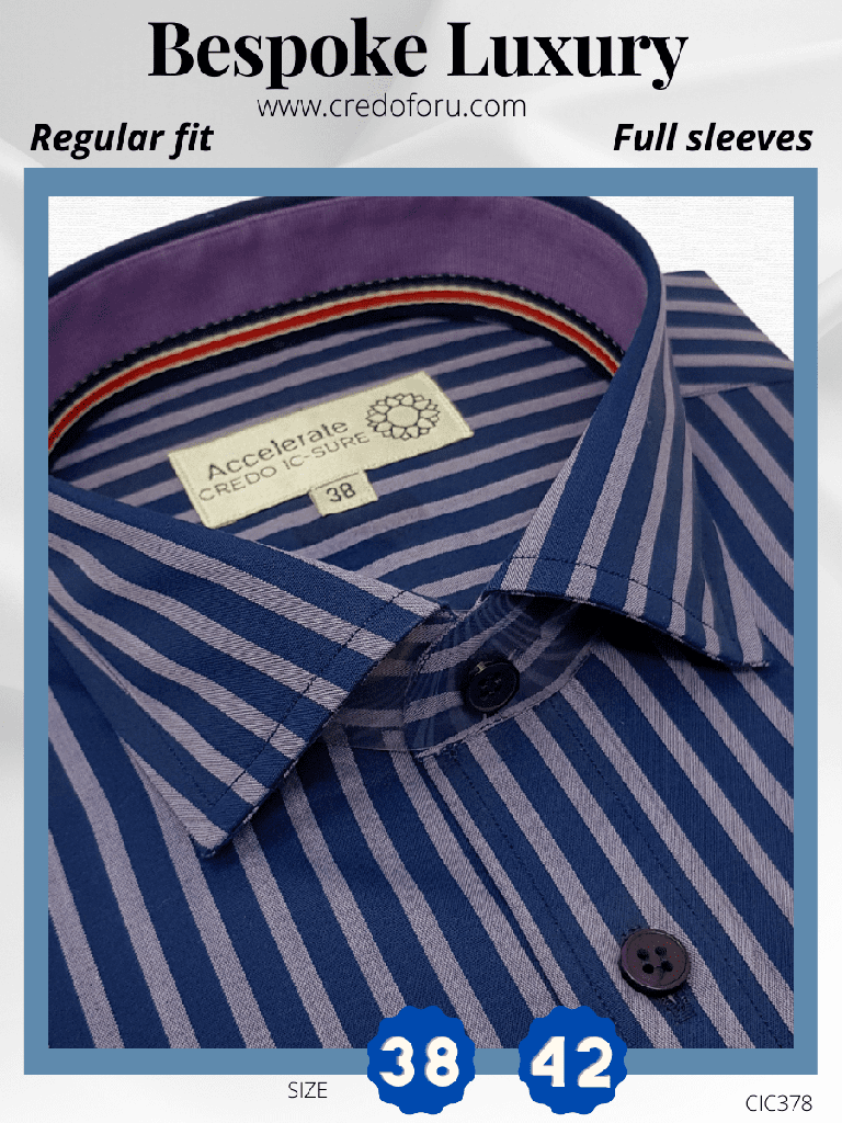 Arvind Fabric Mauve &amp; Blue Stripe Formal Shirt