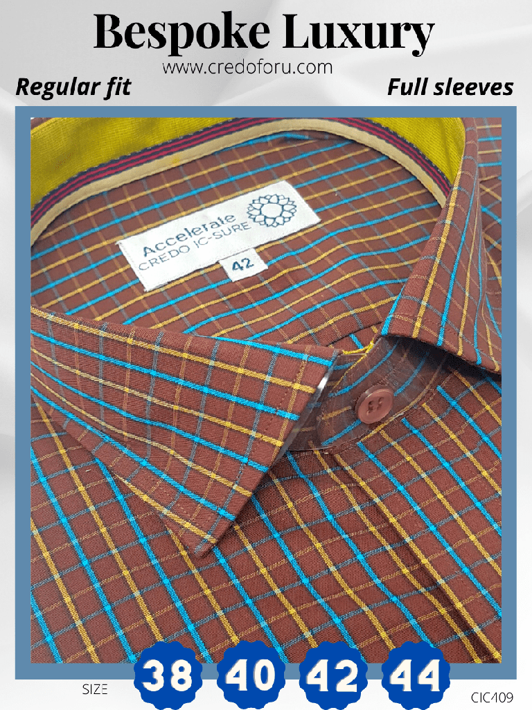 Arvind Yellow and Blue Checks on Brown Shirt