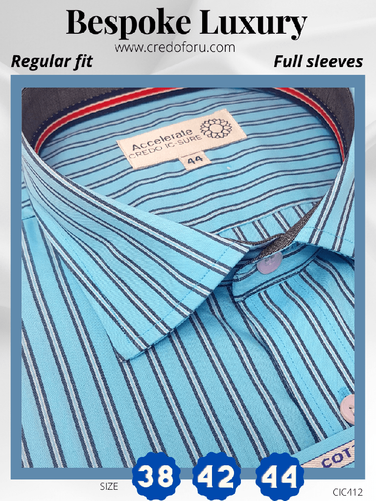 Arvind Fabric Black Stripe on Blue Formal Shirt