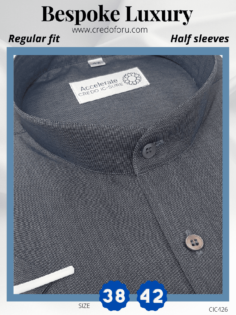 [dark-grey-half-sleeve-kurta-40] Dark Grey Half Sleeve Kurta