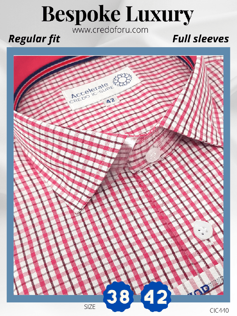 Arvind Fabric Pink Check on White Formal Shirt