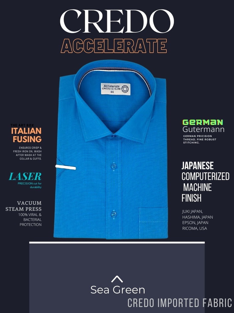 Credo Imported Green Texture Half Sleeve Shirt(650)