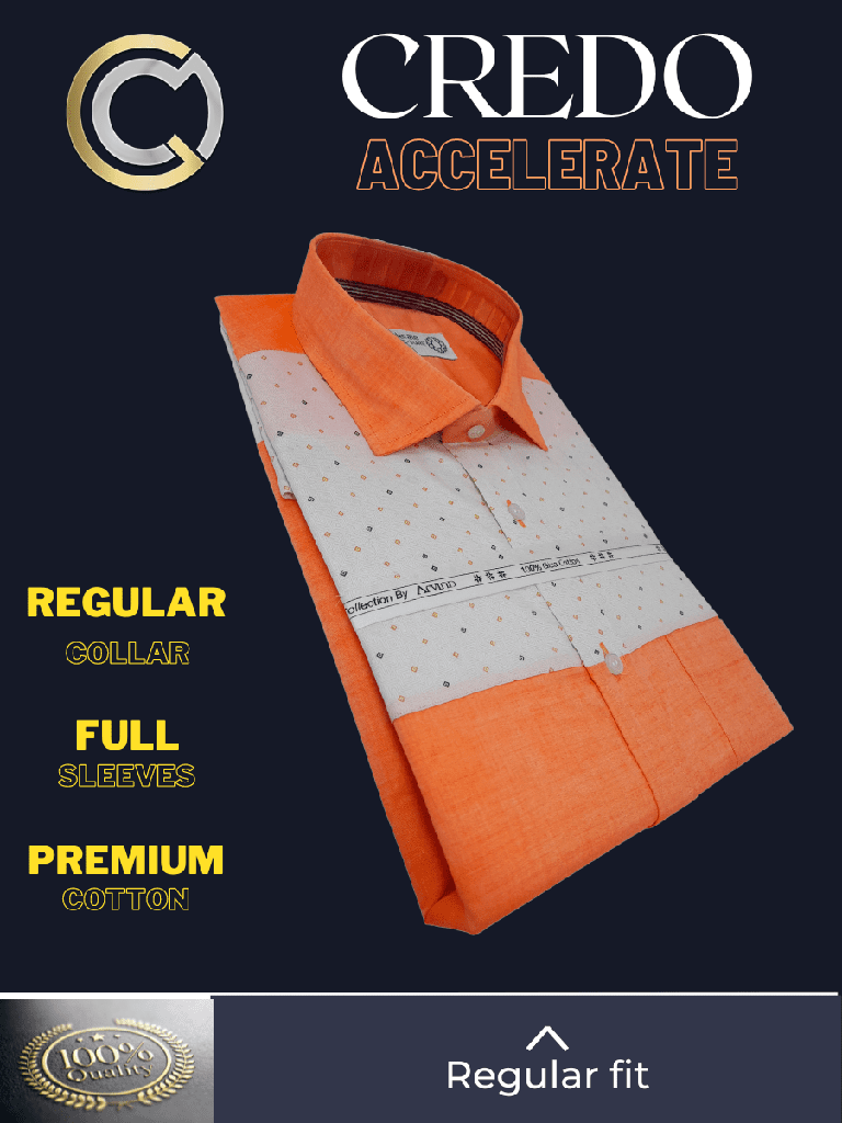 Arvind Orange and white Printed Half and Half Casual Full Sleeve Shirt (612)