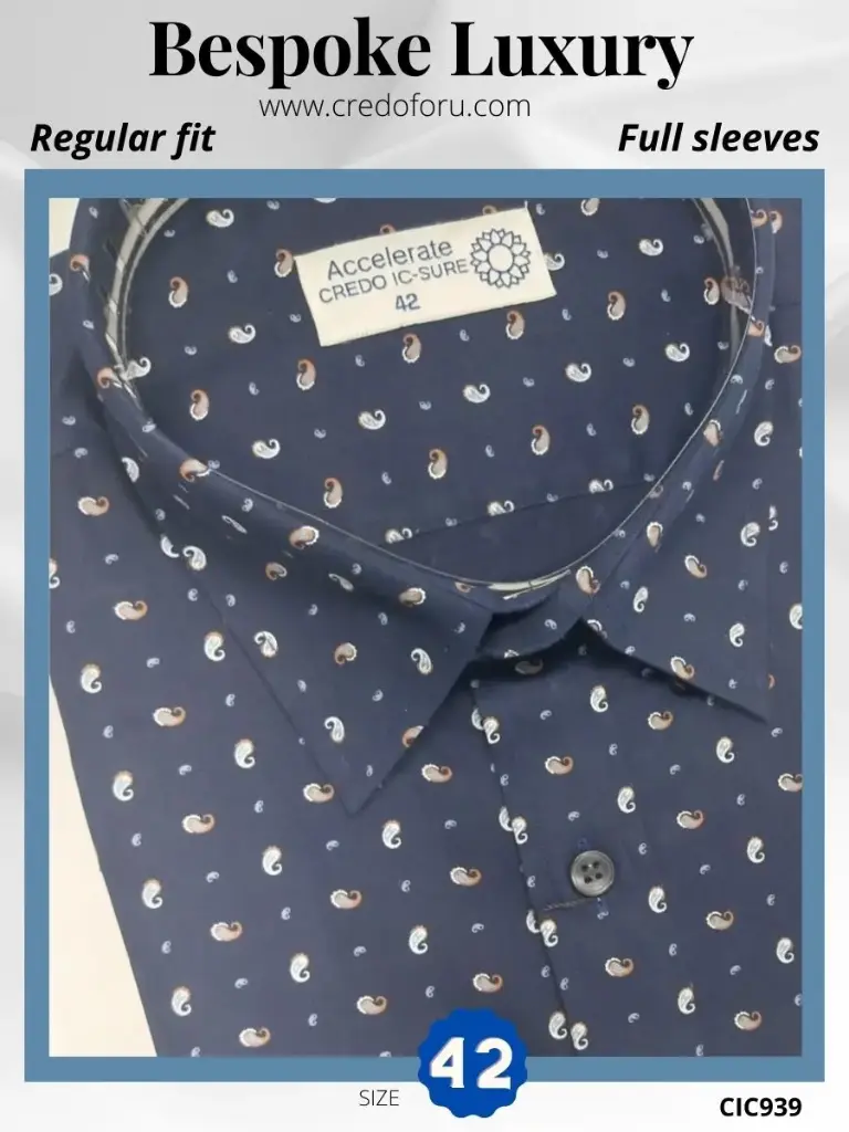 Navy Blue Pasely Printed Mens Shirt(939)