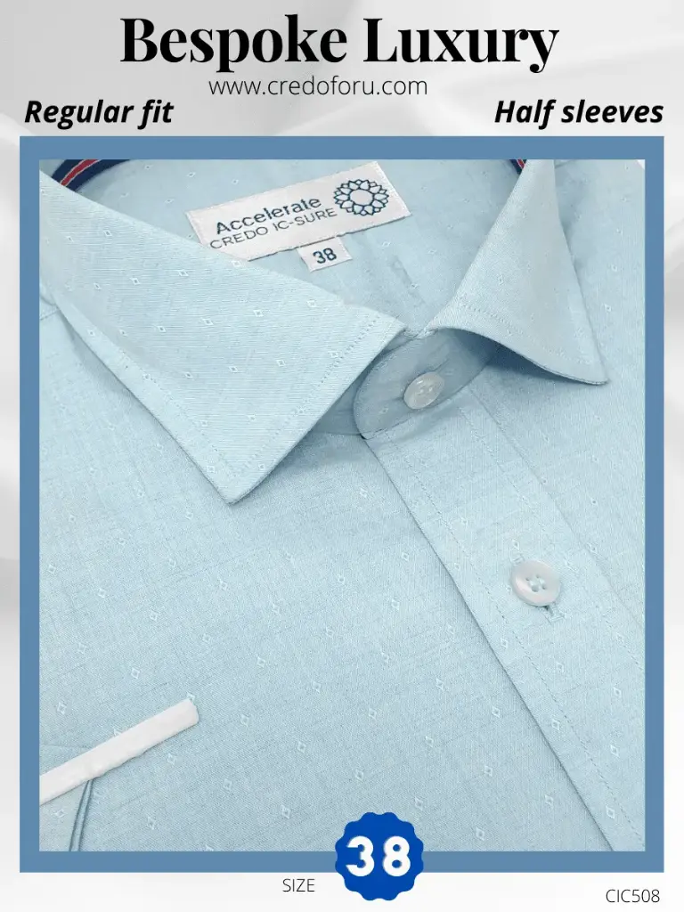 Light Blue Texture Half Sleeve formal shirt(508)