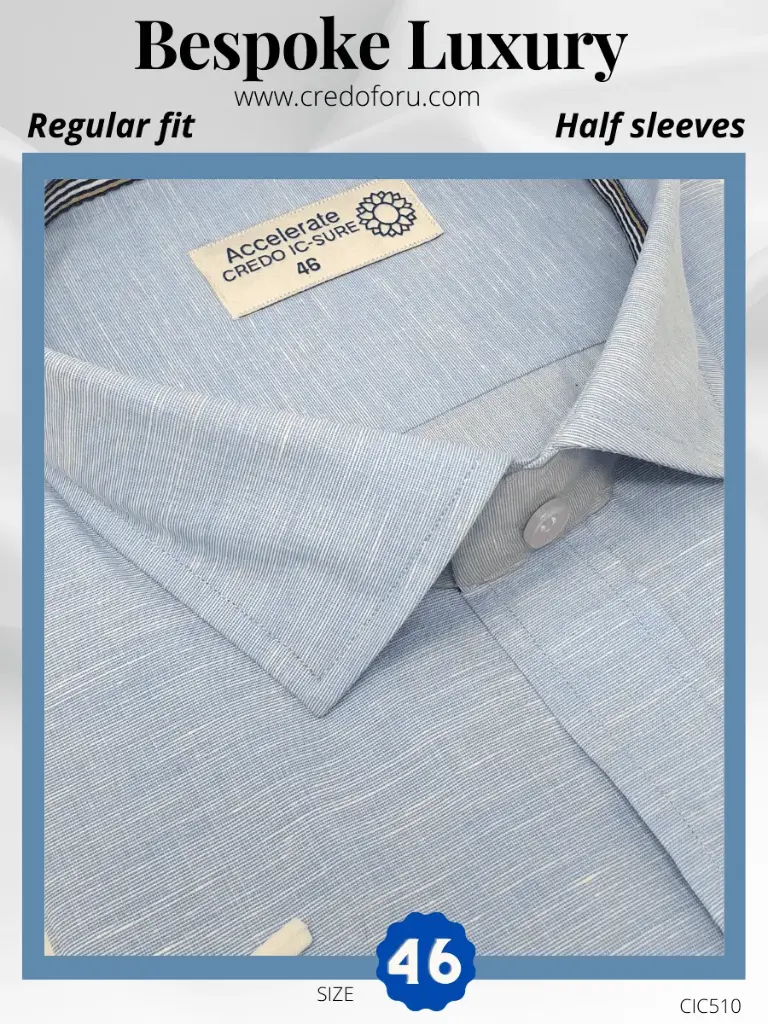 Light Blue Texture Half Sleeve Formal Shirt(510)