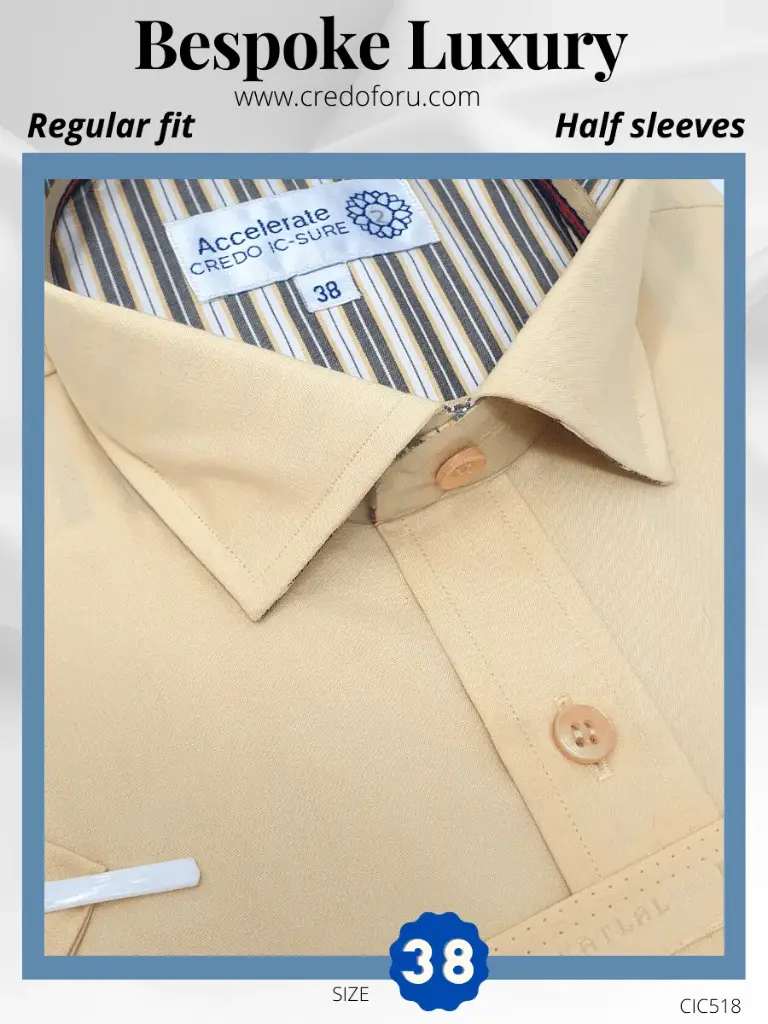 Mafatlal Fabric Beige Formal Half Sleeve Shirt(518)