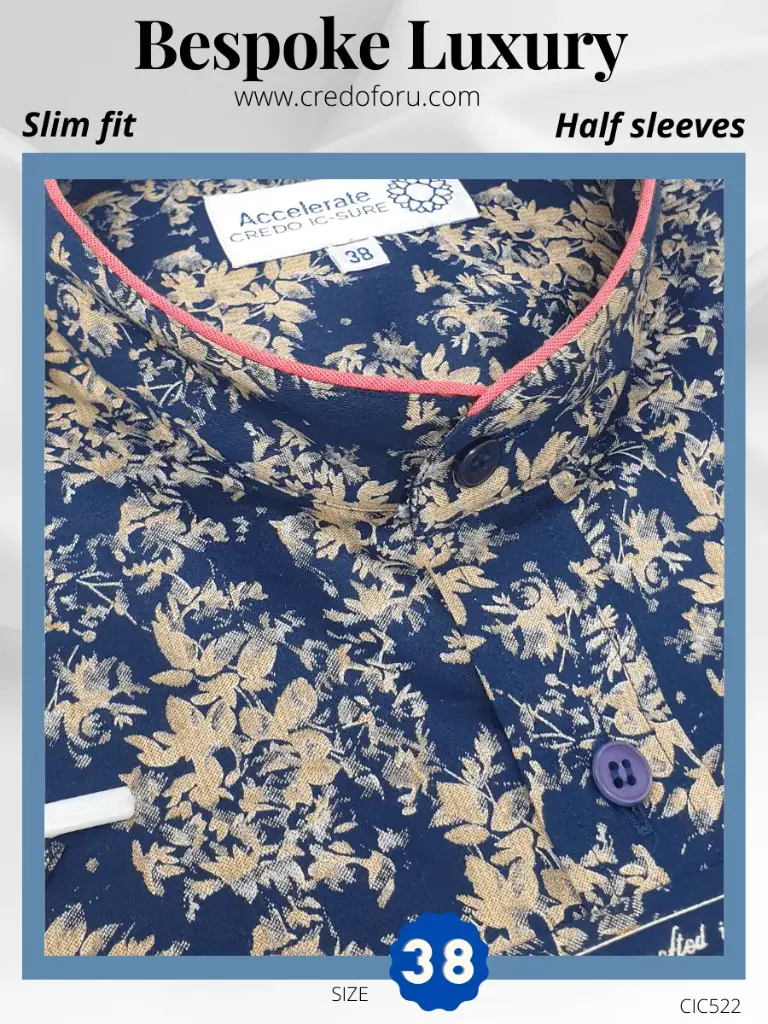 [cic522] Italian Fabric Beige Floral Print on Navy Blue(522)